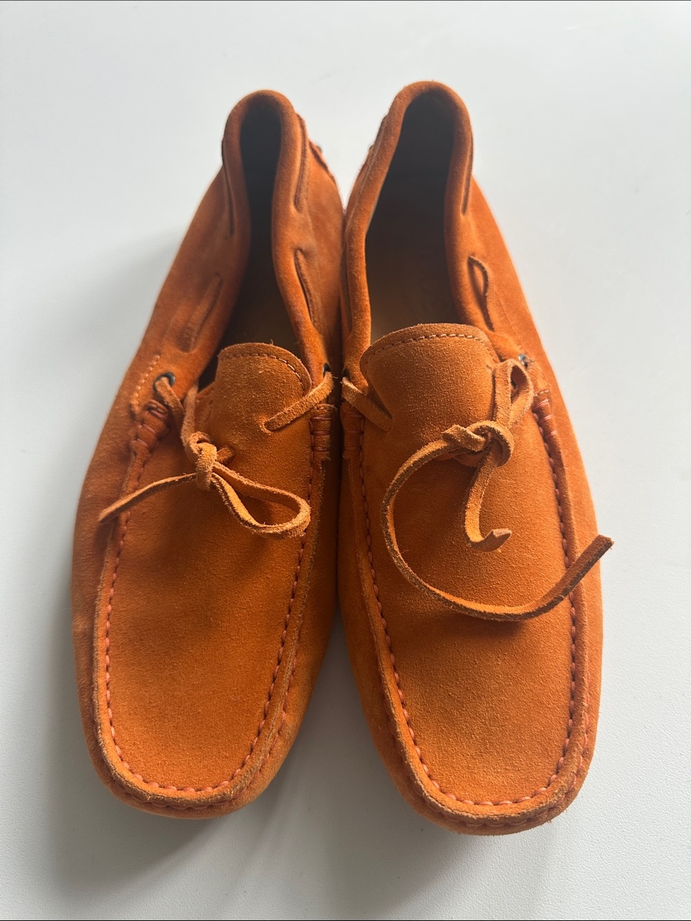 Z—Tod's Orange Suede Driving Loafers